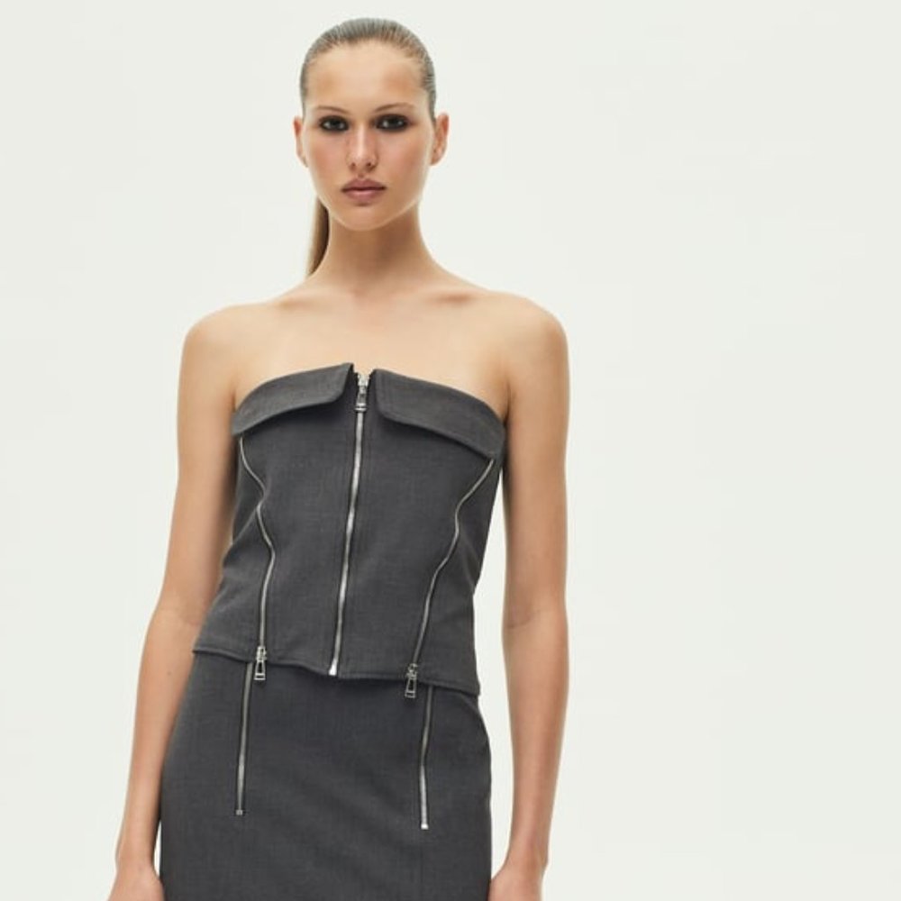 OAF　LAYERED WOOL BUSTIER GRAY T000WN1235_LUXEDOUBLEFACEANGOR